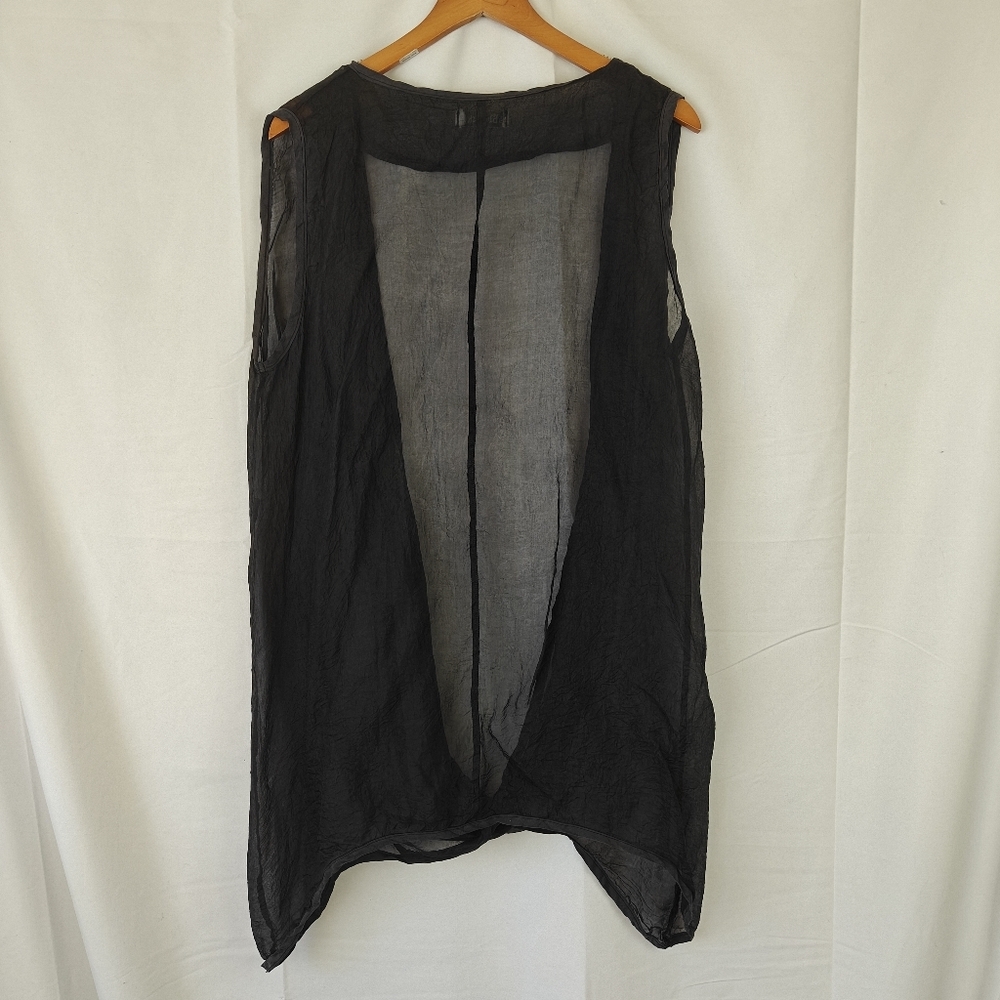 VTG Blue Fish Mesh Silk Navy Blue Boho Blouse Size 0 Women's - Picture 12 of 15